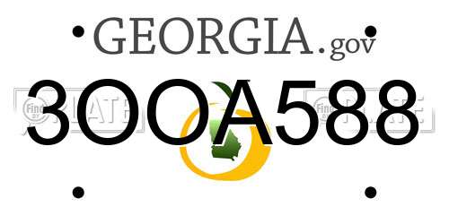 3OOA588 Georgia License Plate