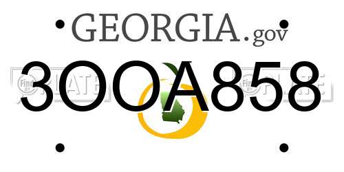 3OOA858 Georgia License Plate