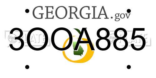 3OOA885 Georgia License Plate