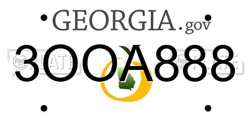3OOA888 Georgia License Plate