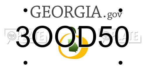 3OOD50 Georgia License Plate