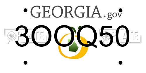 3OOQ50 Georgia License Plate