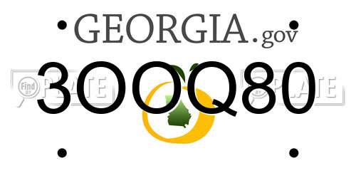 3OOQ80 Georgia License Plate