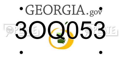 3OQ053 Georgia License Plate