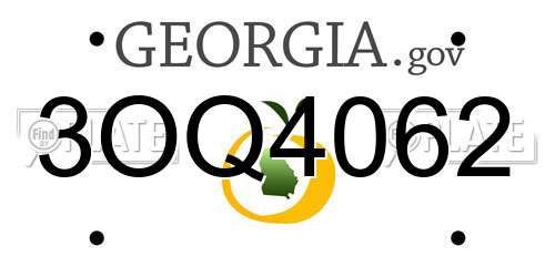 3OQ4062 Georgia License Plate