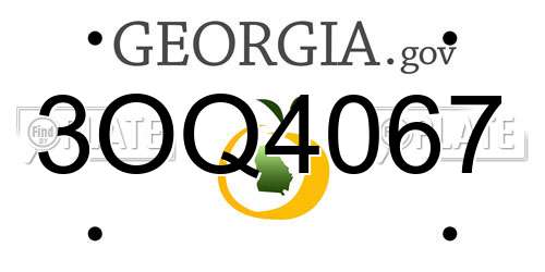 3OQ4067 Georgia License Plate