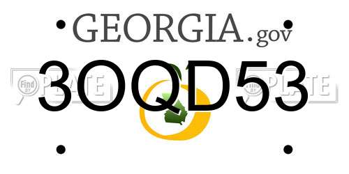 3OQD53 Georgia License Plate