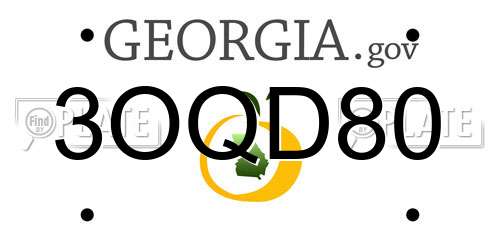 3OQD80 Georgia License Plate