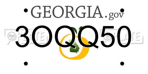3OQQ50 Georgia License Plate