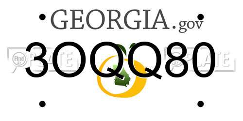 3OQQ80 Georgia License Plate