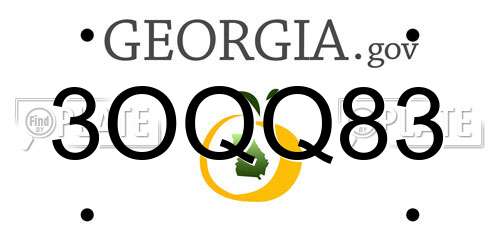 3OQQ83 Georgia License Plate