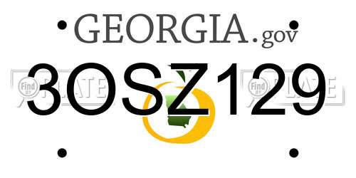 3OSZ129 Georgia License Plate