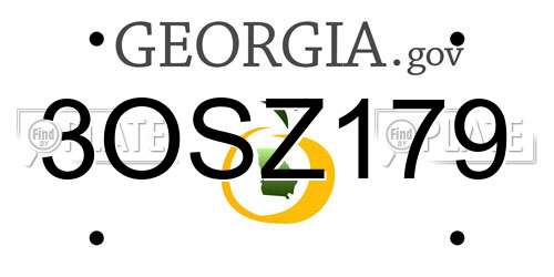 3OSZ179 Georgia License Plate