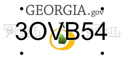 3OVB54 Georgia License Plate