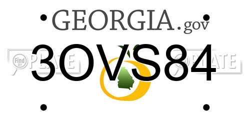 3OVS84 Georgia License Plate