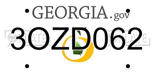 3OZD062 Georgia License Plate