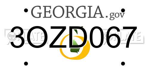 3OZD067 Georgia License Plate