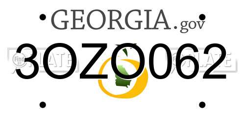 3OZO062 Georgia License Plate