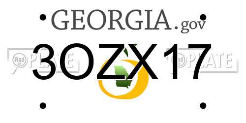 3OZX17 Georgia License Plate