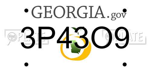 3P43O9 Georgia License Plate