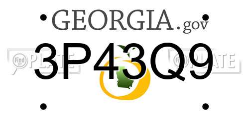 3P43Q9 Georgia License Plate
