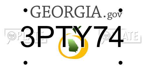 3PTY74 Georgia License Plate