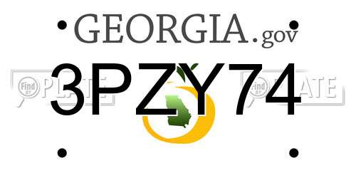 3PZY74 Georgia License Plate
