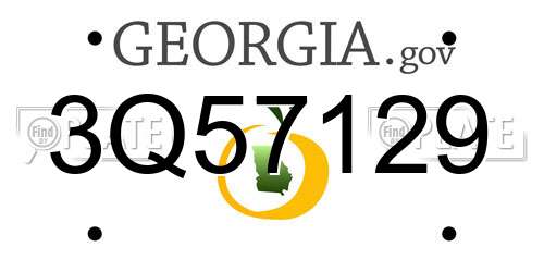 3Q57129 Georgia License Plate