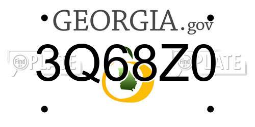 3Q68Z0 Georgia License Plate