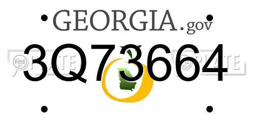 3Q73664 Georgia License Plate