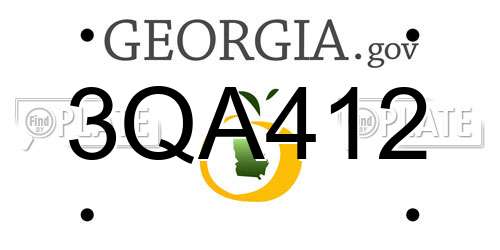 3QA412 Georgia License Plate