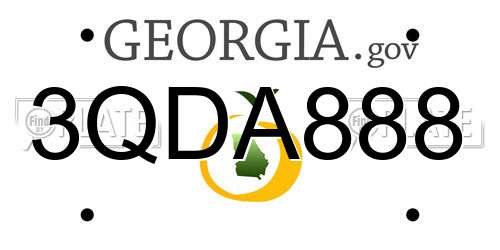 3QDA888 Georgia License Plate