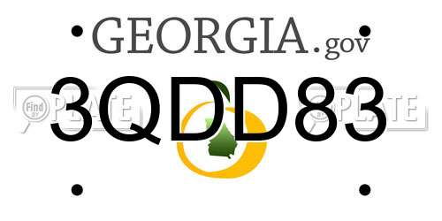 3QDD83 Georgia License Plate