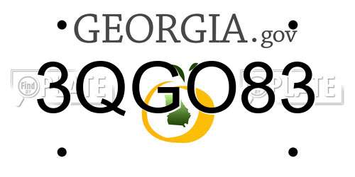 3QGO83 Georgia License Plate