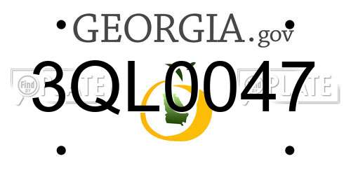 3QL0047 Georgia License Plate