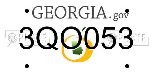 3QO053 Georgia License Plate