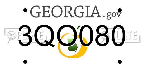 3QO080 Georgia License Plate