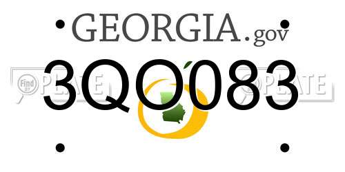 3QO083 Georgia License Plate