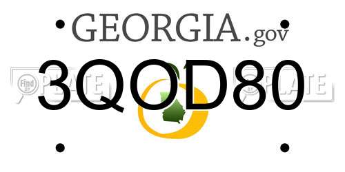 3QOD80 Georgia License Plate