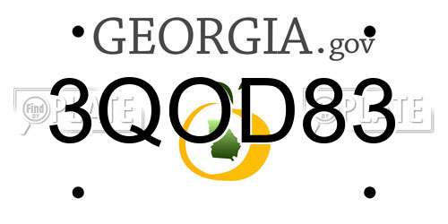 3QOD83 Georgia License Plate