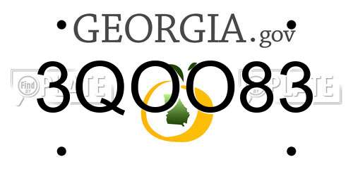 3QOO83 Georgia License Plate