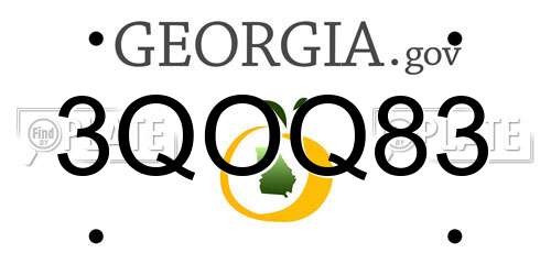 3QOQ83 Georgia License Plate