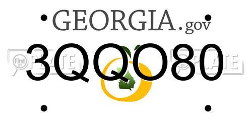 3QQO80 Georgia License Plate