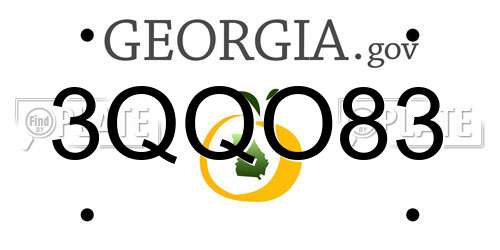 3QQO83 Georgia License Plate