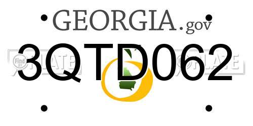 3QTD062 Georgia License Plate