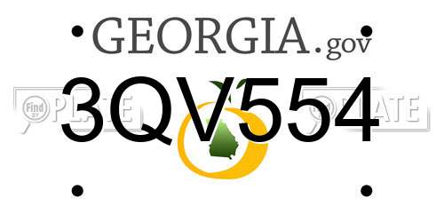 3QV554 Georgia License Plate