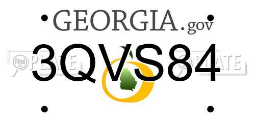 3QVS84 Georgia License Plate