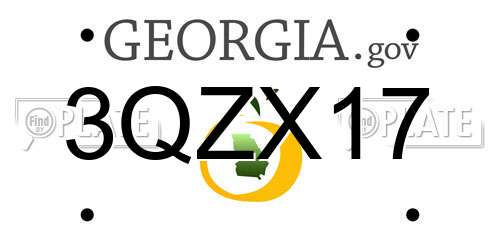 3QZX17 Georgia License Plate