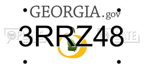 3RRZ48 Georgia License Plate