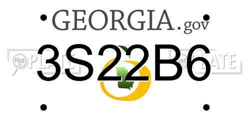 3S22B6 Georgia License Plate